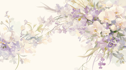 Orchid watercolor hand-painted decorative elements