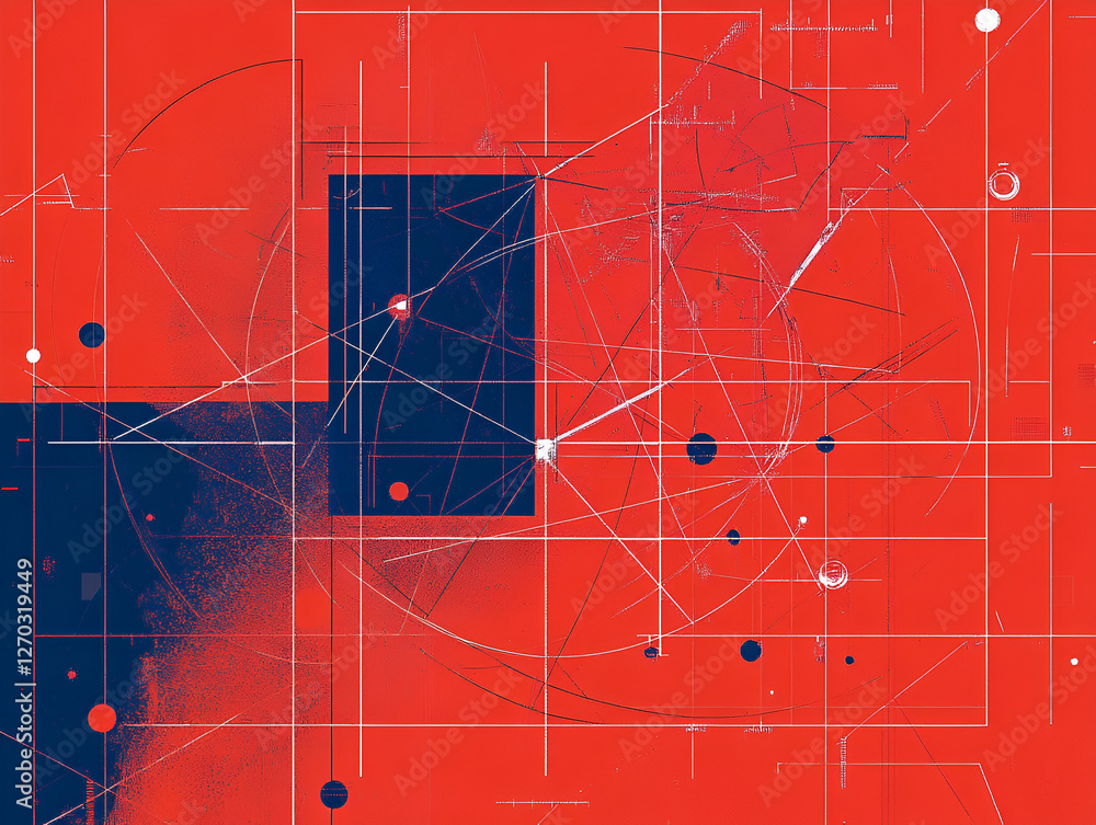 Poster network of lines: an abstract digital artwork with a complex network of interconnected lines and geo