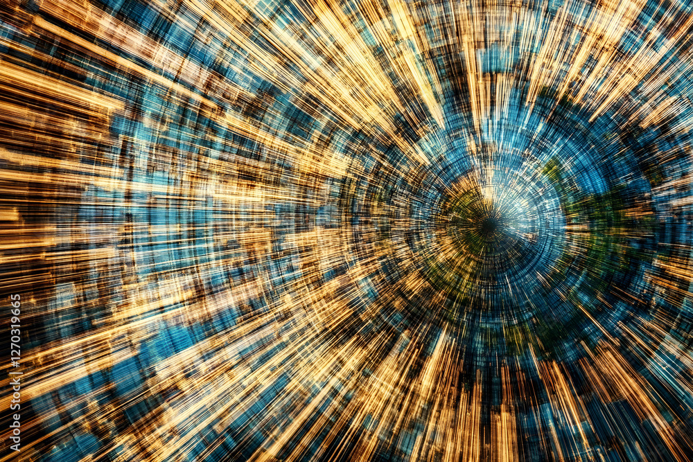Poster tunnel of energy: a dynamic and abstract composition of light and color creates a sense of movement 