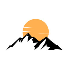 Mountain with sunset illustration