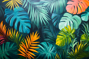 Vibrant tropical forest filled with lush greenery and vibrant flora