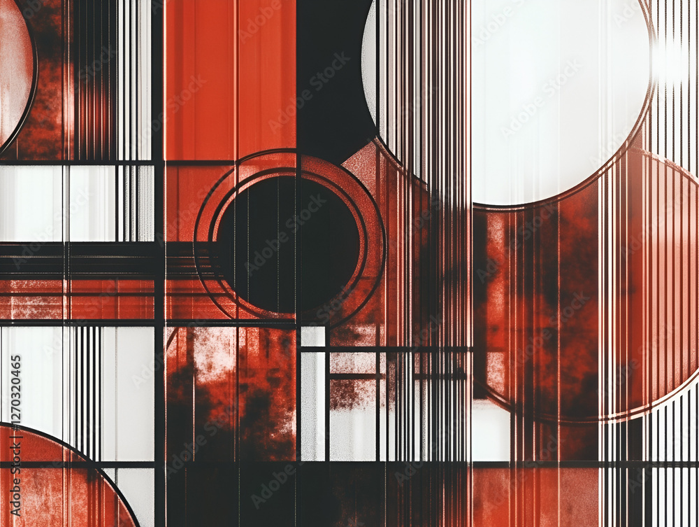 Poster abstract geometric composition: a captivating abstract composition of geometric shapes including cir