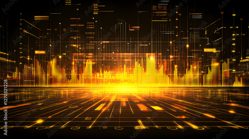 Poster dynamic data visualization digital environment infographic futuristic cityscape high-tech viewpoint