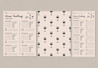 Wine Tasting Score Card Layout Design