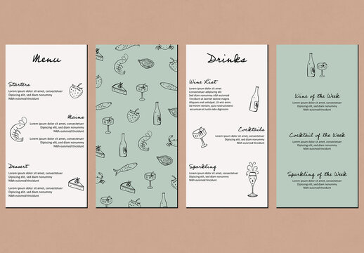 Food and Wine Menu Layout Template 
