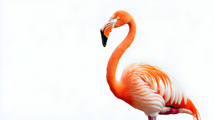 Obraz premium Elegant Flamingo Standing Gracefully on White Background