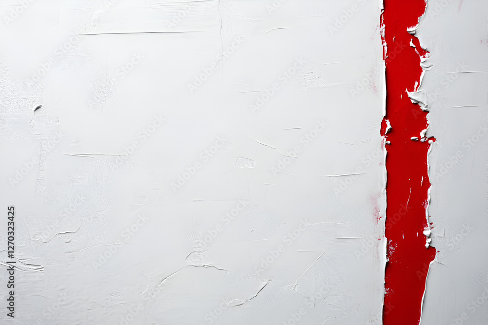 Poster crimson divide: a bold red stripe pierces through the serene expanse. this minimalist composition ex