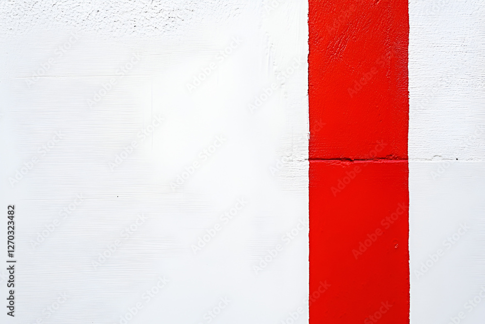 Poster red line contrast: a bold vertical red stripe dramatically divides a clean surface, creating a strik