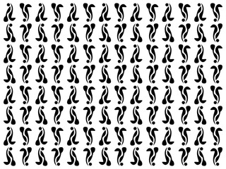 Drawing of an abstract shape pattern that resembles batik on a black and white background