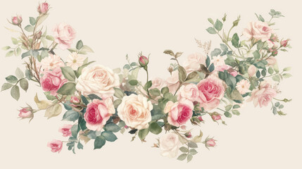 Rose watercolor hand-painted decorative elements