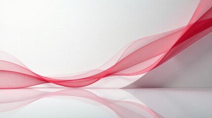 Abstract Red Fabric Waves on a White Background, Elegant and Flowing Design