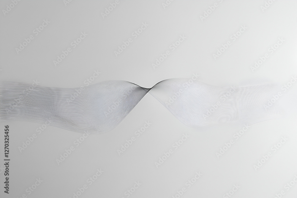 Poster abstract geometric wave: a minimalist composition showcasing a delicate, flowing wave formed by fine