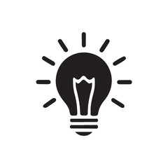 Minimalist Light Bulb Vector Icon for Ideas and Creativity. Flat Lightbulb Symbol for Innovation and Bright Thinking. Modern Electric Bulb Illustration for Inspiration and Energy.