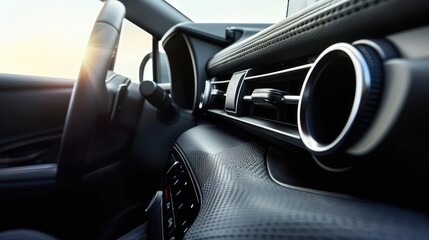 Luxurious Modern Car Dashboard with Sunlight