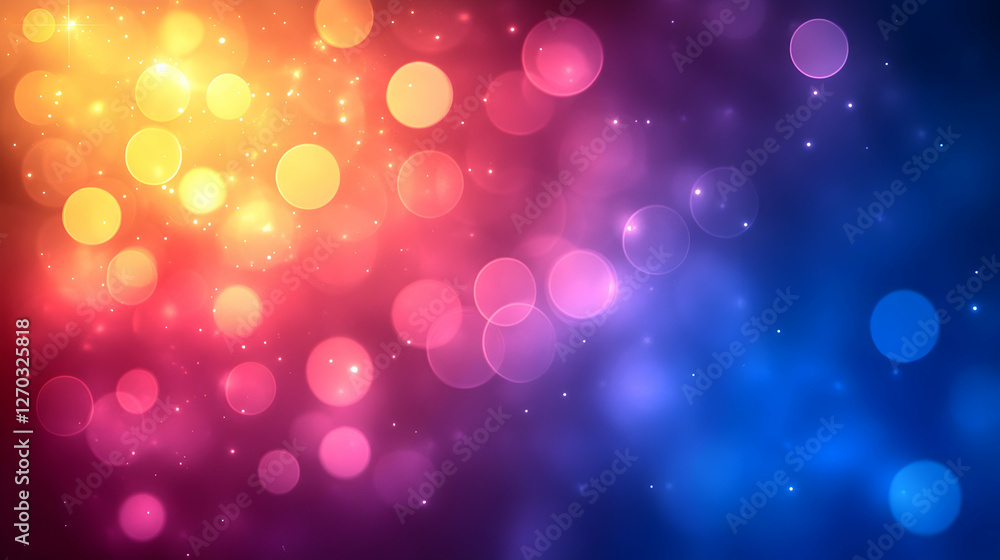 Wall mural vibrant bokeh effect with colorful light circles and soft glow