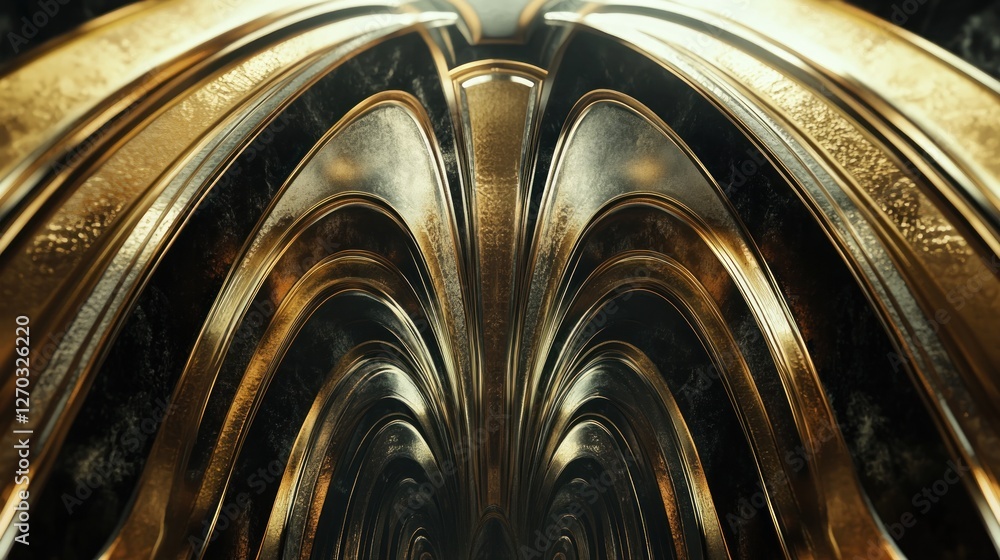 Poster intricate golden arches create a mesmerizing architectural design with a sense of depth.