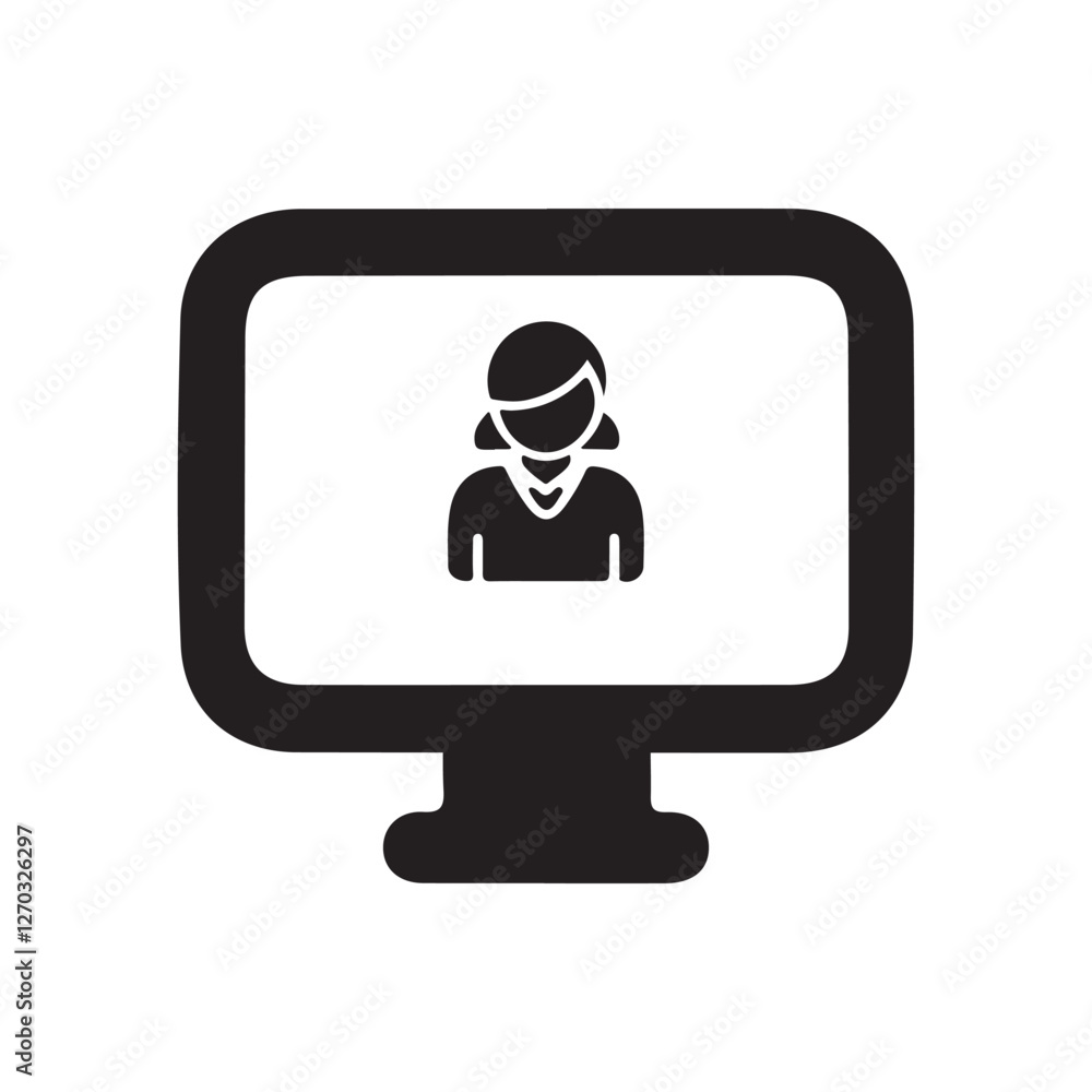 Aufkleber minimalist monitor screen vector icon for technology and ui design. flat computer display symbol for