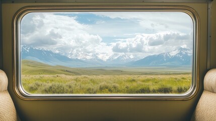 Panoramic View of Scenic Landscape from Luxury Train Window