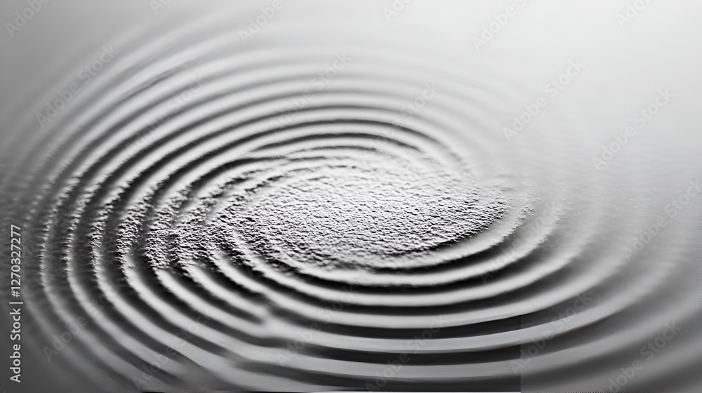 Poster spiraling serenity: a hypnotic display of concentric circular ripples draws the eye inwards, creatin