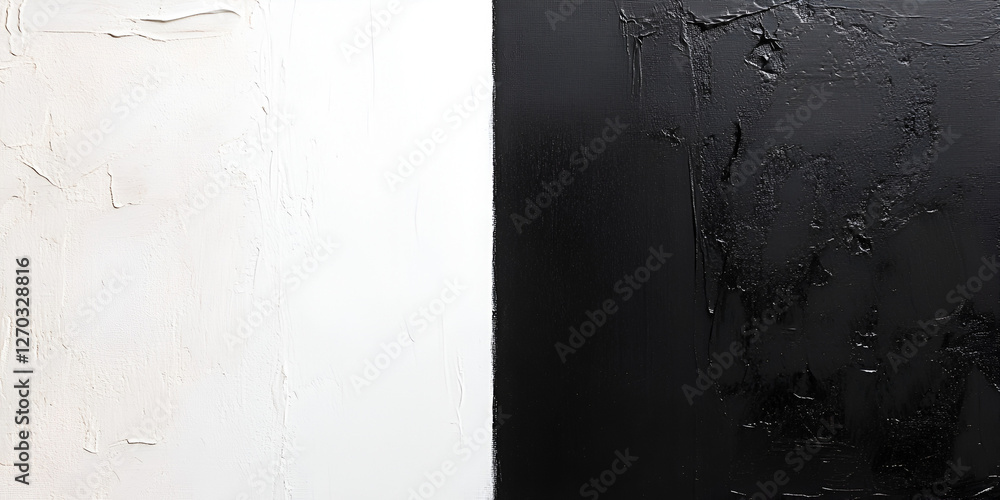 Poster abstract harmony: a visually striking artwork contrasts a textured, deep black panel with a white te