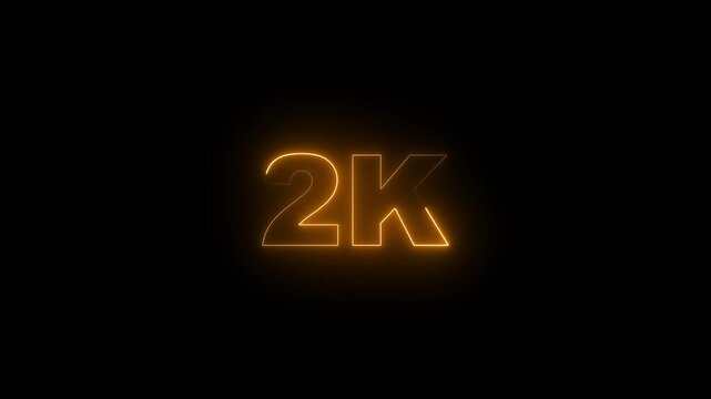 Neon line 2k Ultra HD icon isolated on black background, 2K followers. animation in Easy to put into any video. 2K views.