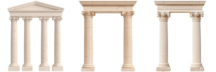 Classic Architectural Columns in Three Distinct Styles