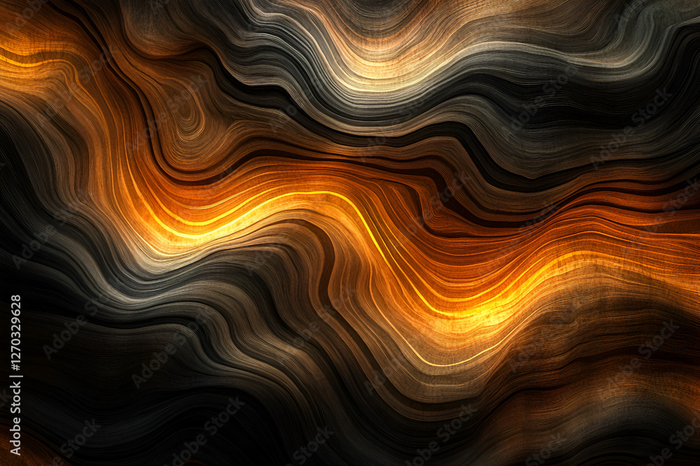 Poster molten flow abstract: captivating swirling layers of color with an impression of a hot material, evo