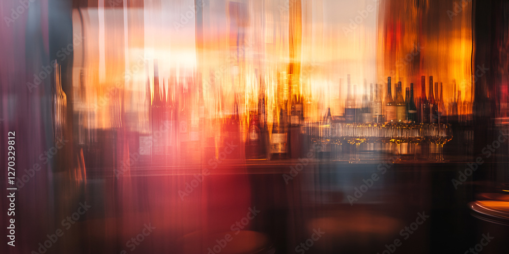 Canvas Prints enchanting bar abstract: a captivating abstract composition of a bar, bathed in a warm, inviting pal