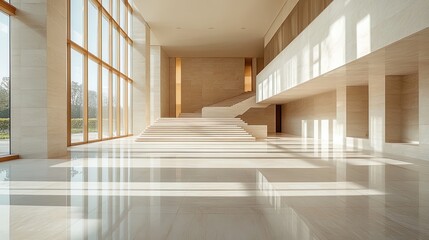 Minimalist architectural design with clean lines and large open spaces 