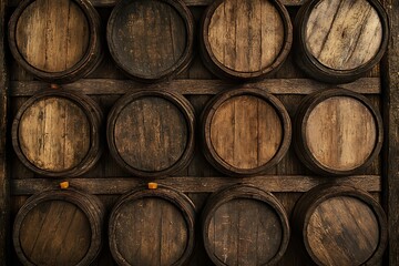 Vintage Wooden Barrels - Aged Wine Storage