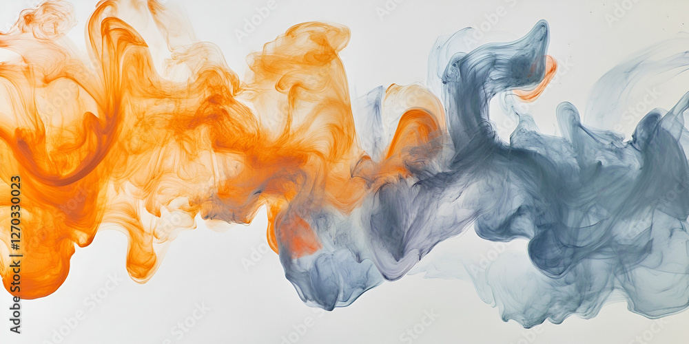 Poster abstract fluid dynamics: a mesmerizing display of swirling, dynamic fluids in vibrant shades of oran