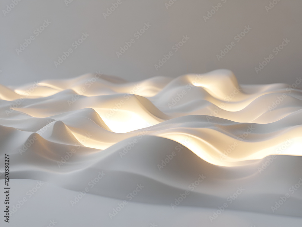 Poster illuminated waves: captivating abstract composition featuring undulating, wave-like forms, illuminat