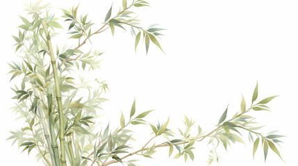 Bamboo watercolor hand-painted decorative elements