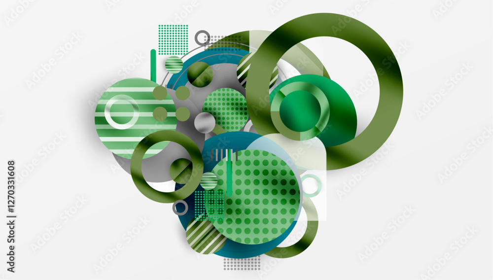 Poster Abstract Circle Design with Overlapping Transparent Geometric Shapes
