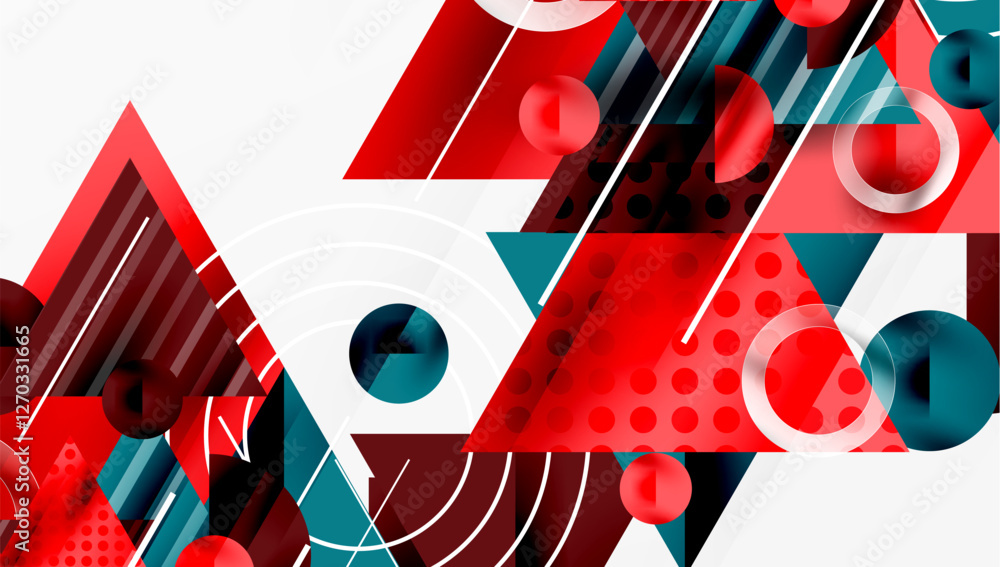 Poster Modern geometric background - overlapping triangles with smooth gradients and semi-transparency