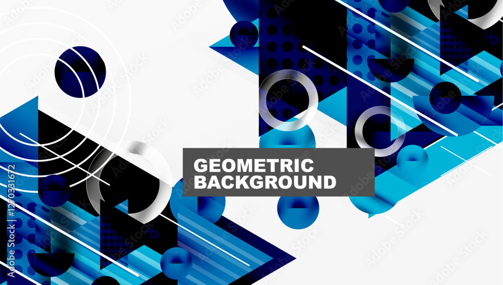 Poster Modern geometric background - overlapping triangles with smooth gradients and semi-transparency