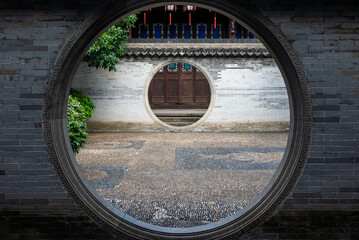 Traditional Chinese Architecture Through a Circular Window