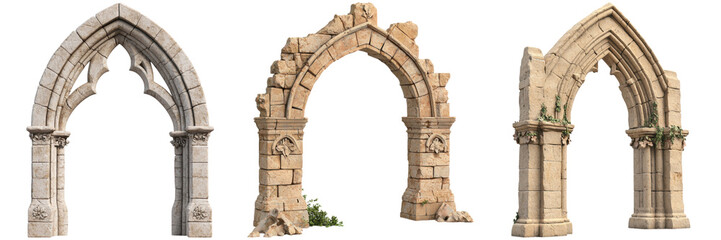 Obraz premium Three Distinct Archways Representing Varied Architectural Styles