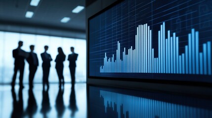 Business team analyzing data in a modern office setting