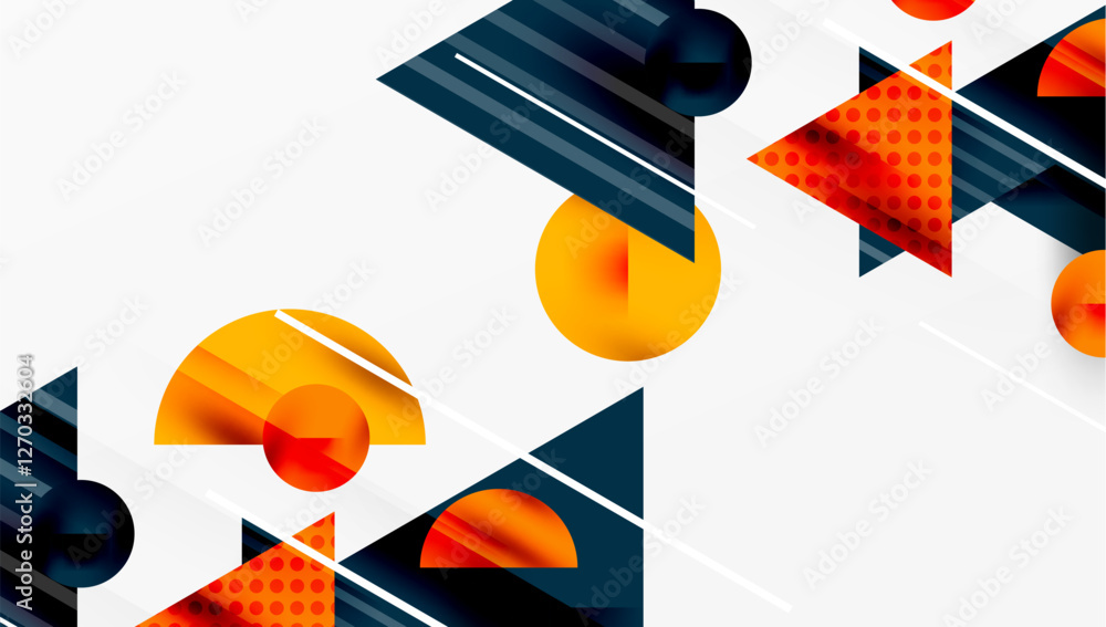 Poster Modern geometric background - overlapping triangles with smooth gradients and semi-transparency