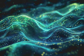 Abstract background featuring glowing waves and dots in a vibrant color scheme for creative design projects