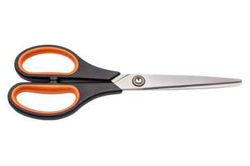 Black and orange scissors isolated with transparent background