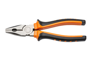 Fototapeta premium Black and orange handled metal pliers tool isolated with transparent background