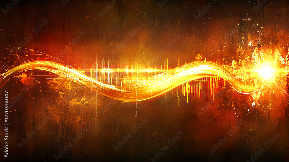 Poster dynamic sound waves create vibrant energy visuals abstract digital art futuristic environment close-