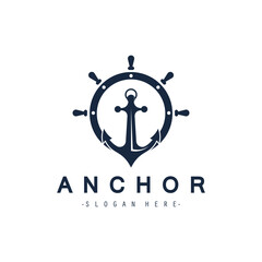 Modern Anchor logo, simple minimalist design illustration simple marine symbol