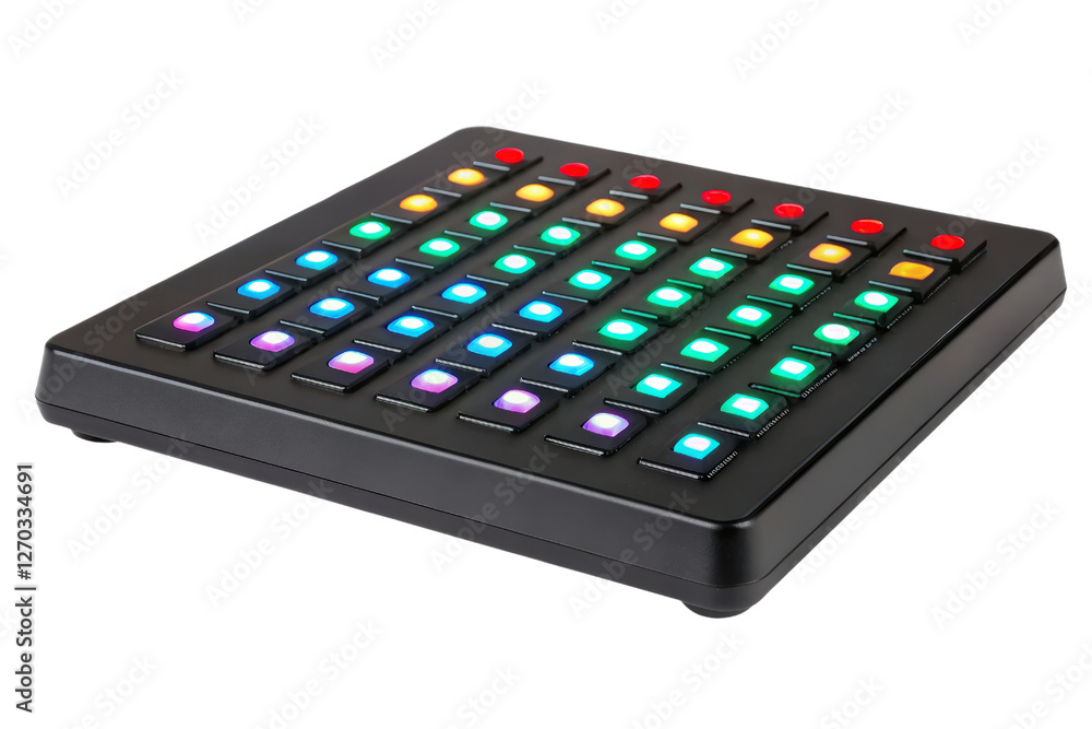 Poster led lighted music controller pad isolated with transparent background