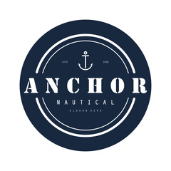 Modern Anchor logo, simple minimalist design illustration simple marine symbol