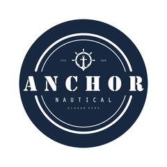 Modern Anchor logo, simple minimalist design illustration simple marine symbol