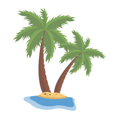 Beautiful Tropical Palm Tree Illustration. Isolated on White Background.