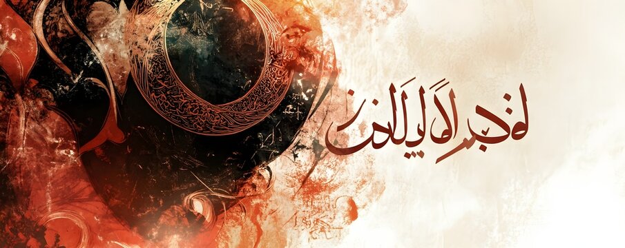 Elegant arabic calligraphy artwork with decorative embellishments and warm colors